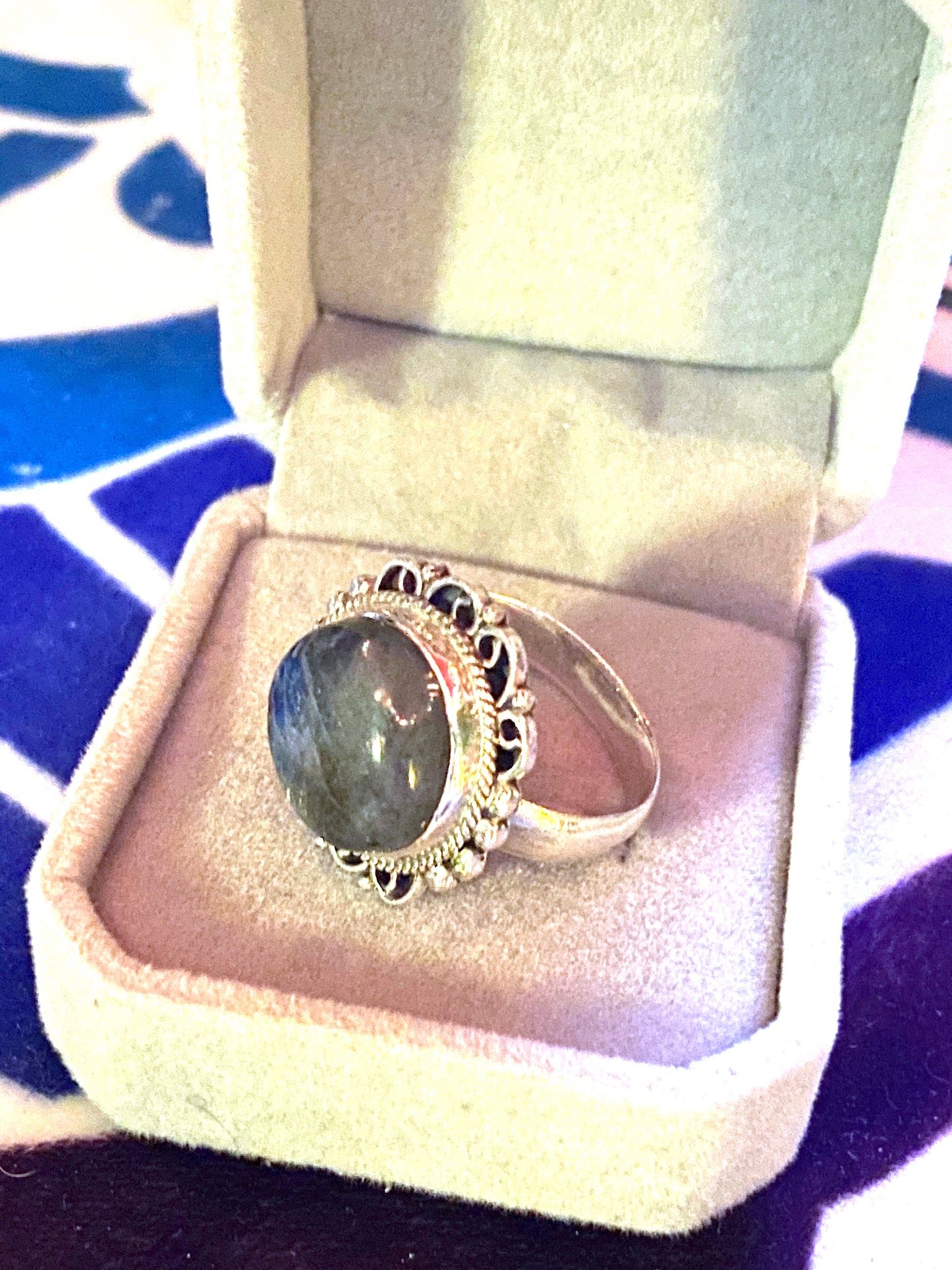 Handmade Labradorite & Sterling Silver Ring Size 9.