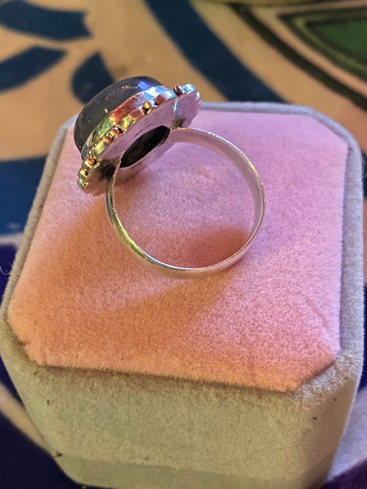 Handmade Labradorite & Sterling Silver Ring Size 9.