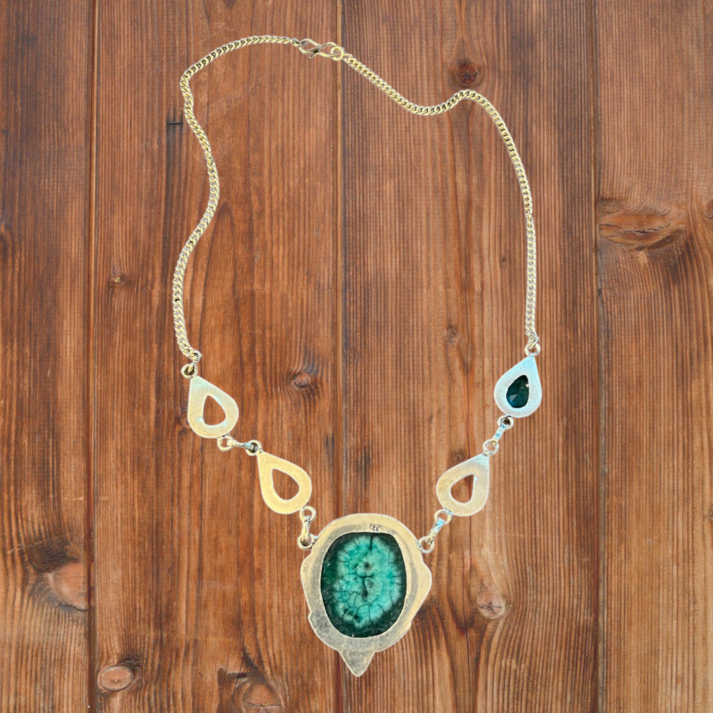 Handmade Solar Quartz, Blue Topaz & Sterling Silver Necklace