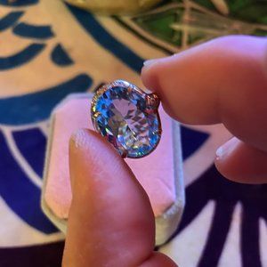 Handmade Sterling Silver & Pure Blue Topaz Ring Size 10