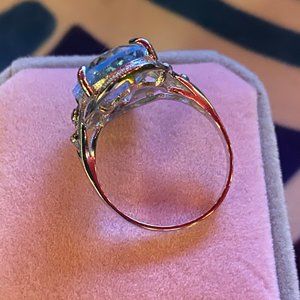 Handmade Sterling Silver & Pure Blue Topaz Ring Size 10