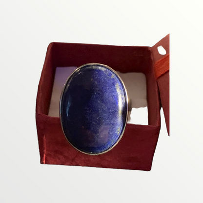 Handmade, Frequency-infused Lapis Lazuli & Tibetan Silver Ring