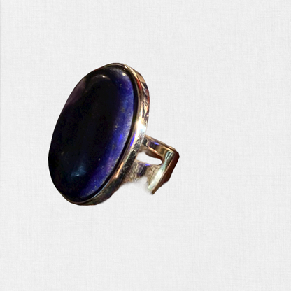 Handmade, Frequency-infused Lapis Lazuli & Tibetan Silver Ring