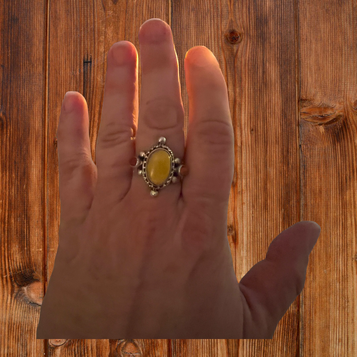 Handmade, frequency-infused Yellow & Red Jasper Tibetan Silver Ring