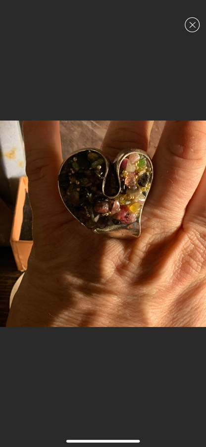 Handmade, Frequency-infused Multi Gemstone Statement Ring