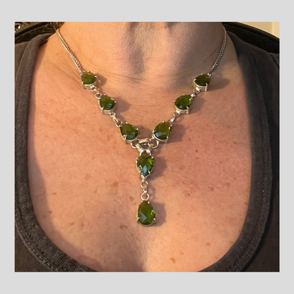 Handmade, Frequency-infused Peridot & Sterling Silver Necklace