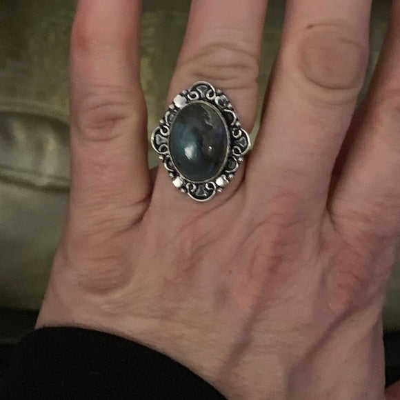 Labradorite & Sterling Silver Ring Size 9