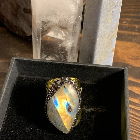 Gold-plated Labradorite Ring