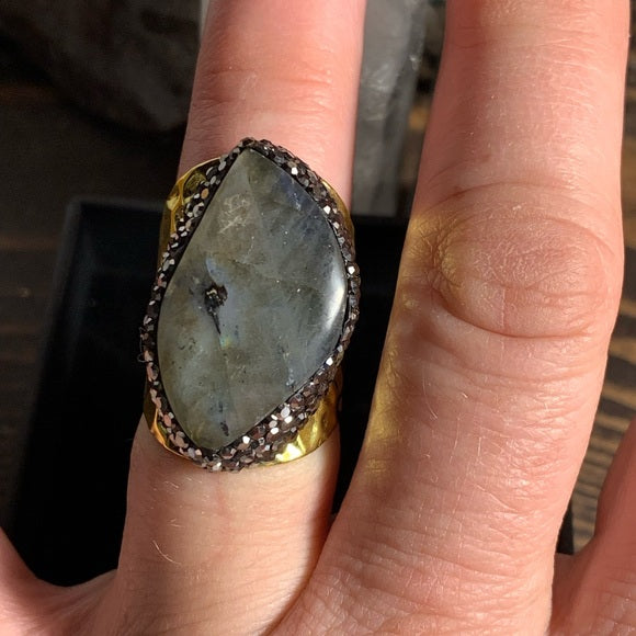 Gold-plated Labradorite Ring