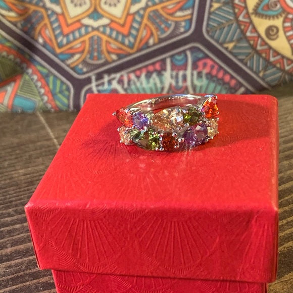 Sterling Silver & Multi-Stone Ring Size 8.5