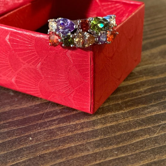 Sterling Silver & Multi-Stone Ring Size 8.5