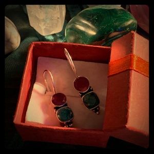 Raw Ruby & Sterling Silver Earrings