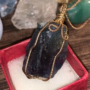 Copper-wrapped Black Tourmaline Pendant