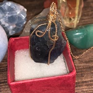 Copper-wrapped Black Tourmaline Pendant