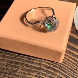 Rainbow Angel Aura & Sterling Silver Ring Size 8.5