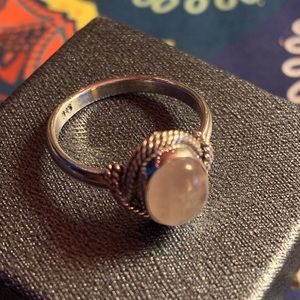 Rose Quartz & Sterling Silver Ring Size 8