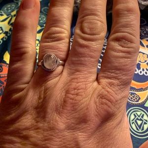 Rose Quartz & Sterling Silver Ring Size 8