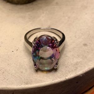 Angel Aura Quartz & Sterling Silver Ring Size 8