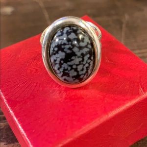 Snowflake Obsidian & Sterling Silver Ring Size: OS