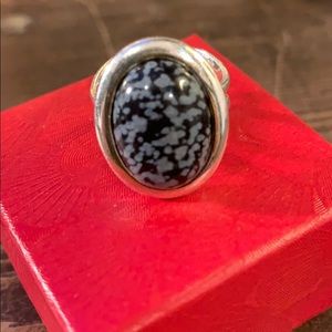 snowflake obsidian ring